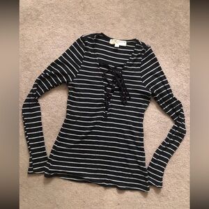 Project Social T Urban Outfitters Striped Top Size Medium Lace Up Long Sleeve